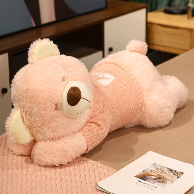 BowLift | Fluffy Sleeping Brown White Dog Bear Plushie