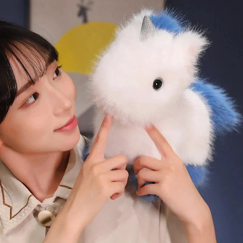 BowLift | Fluffy White Blue Purple Chibi Unicorn Plushie