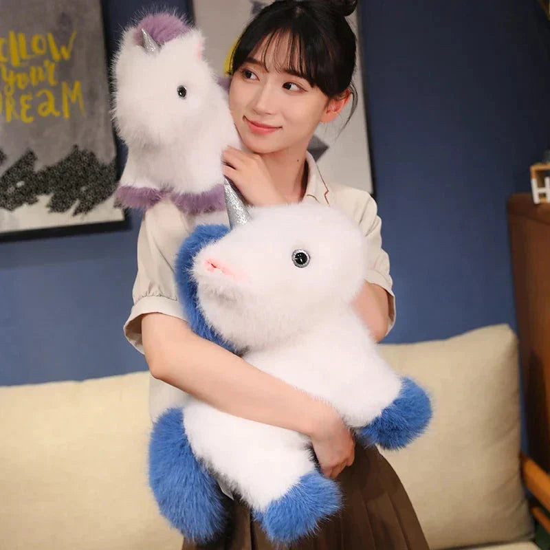 BowLift | Fluffy White Blue Purple Chibi Unicorn Plushie