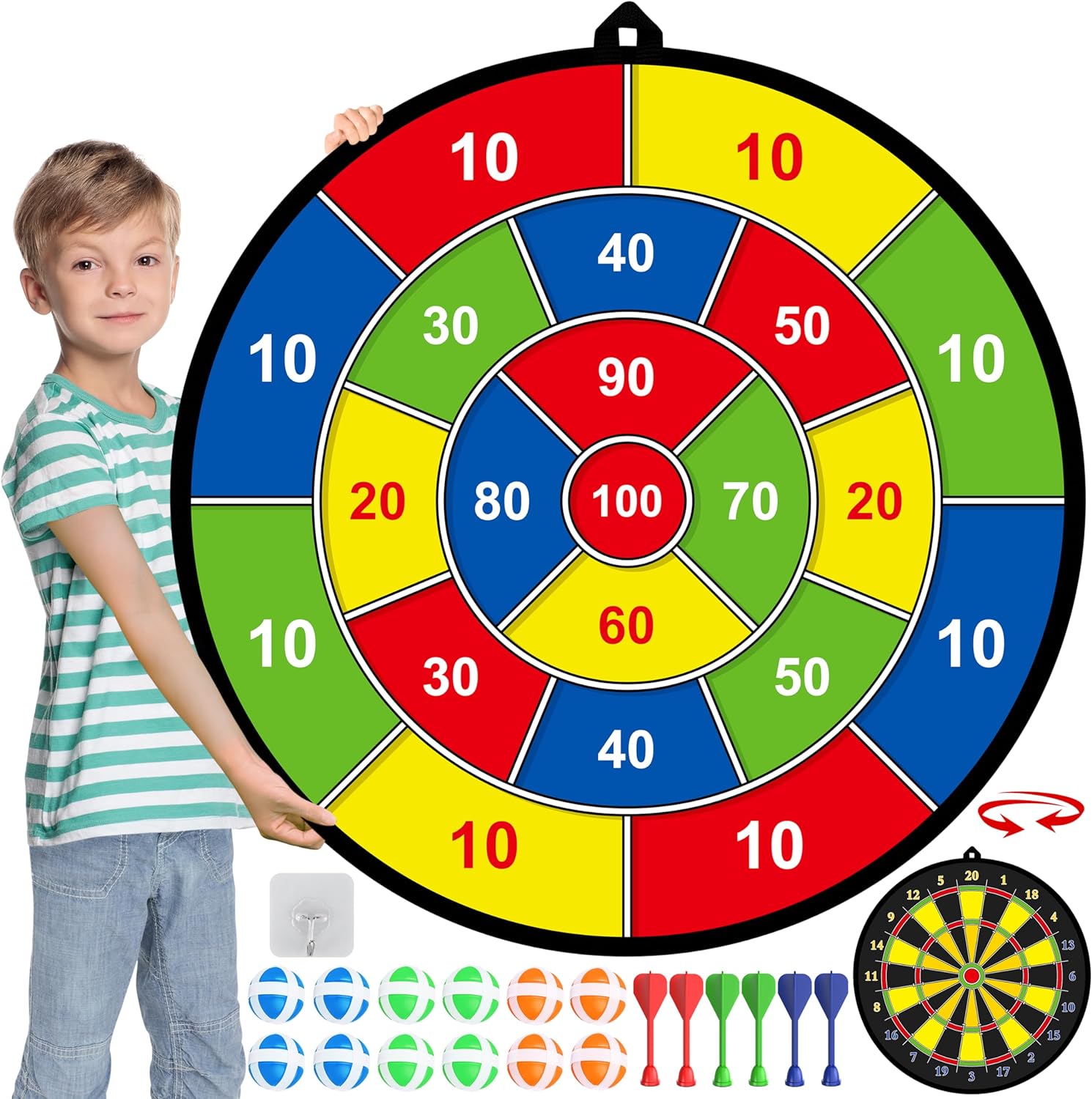 BowLift | Double-Sided Kids Dart – Large Safe Dartboard for Indoors & Outdoors