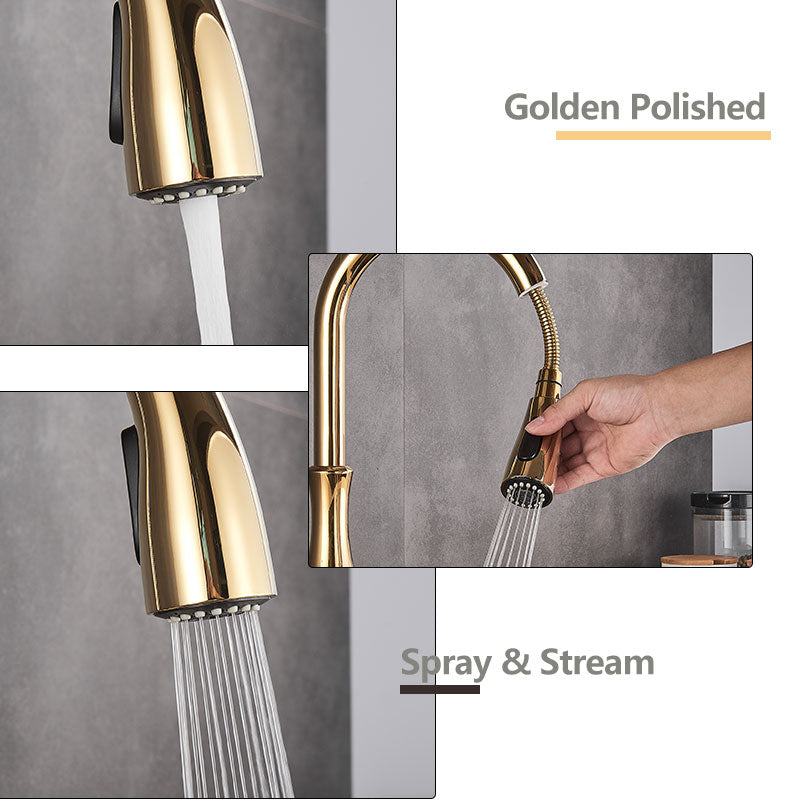 BowLift | Brass Kitchen Faucet Pull Out Mixer Sink Water Tap 360 Rotation Single Handle