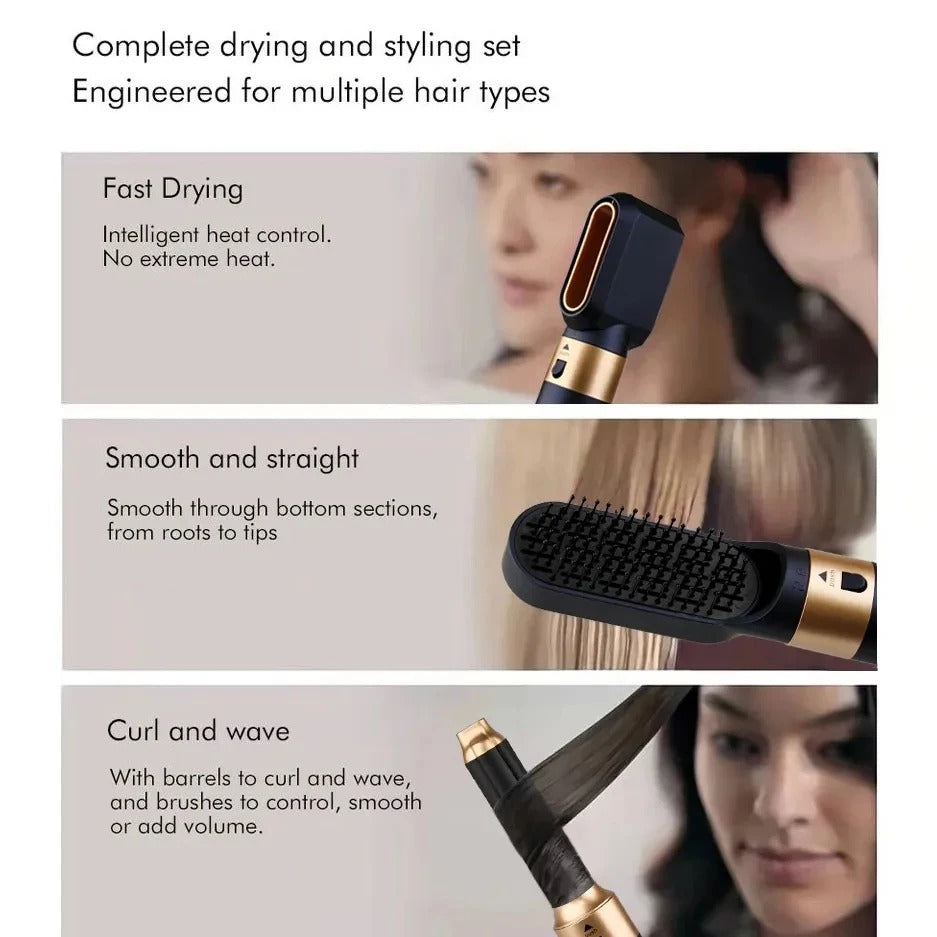 BowLift | Glossify 5-in-1 Hair Styler | 1000W Hot Air Brush with Ionic Technology