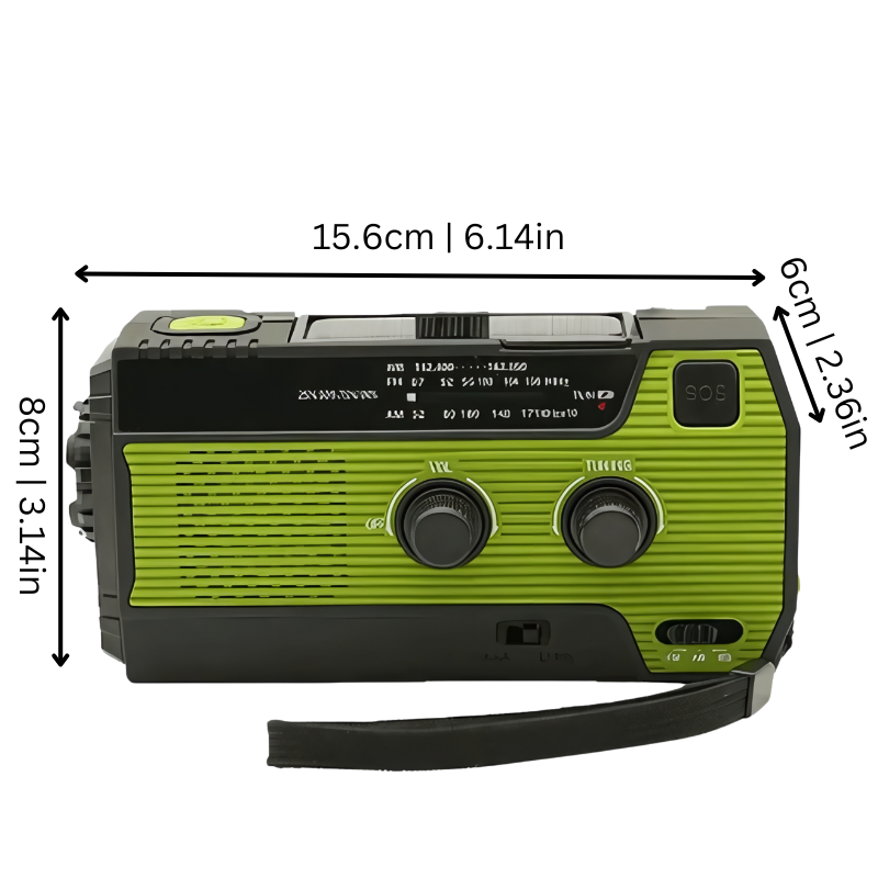 BowLift | All-In-One Emergency Radio | 4000mAh Battery, Solar & Hand Crank Charging for Outdoor Adventures and Emergency Preparedness