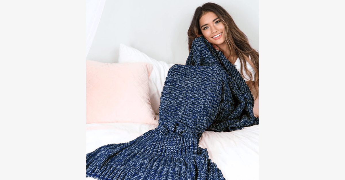 BowLift | Cozy Cotton Knit Mermaid Tail Blanket