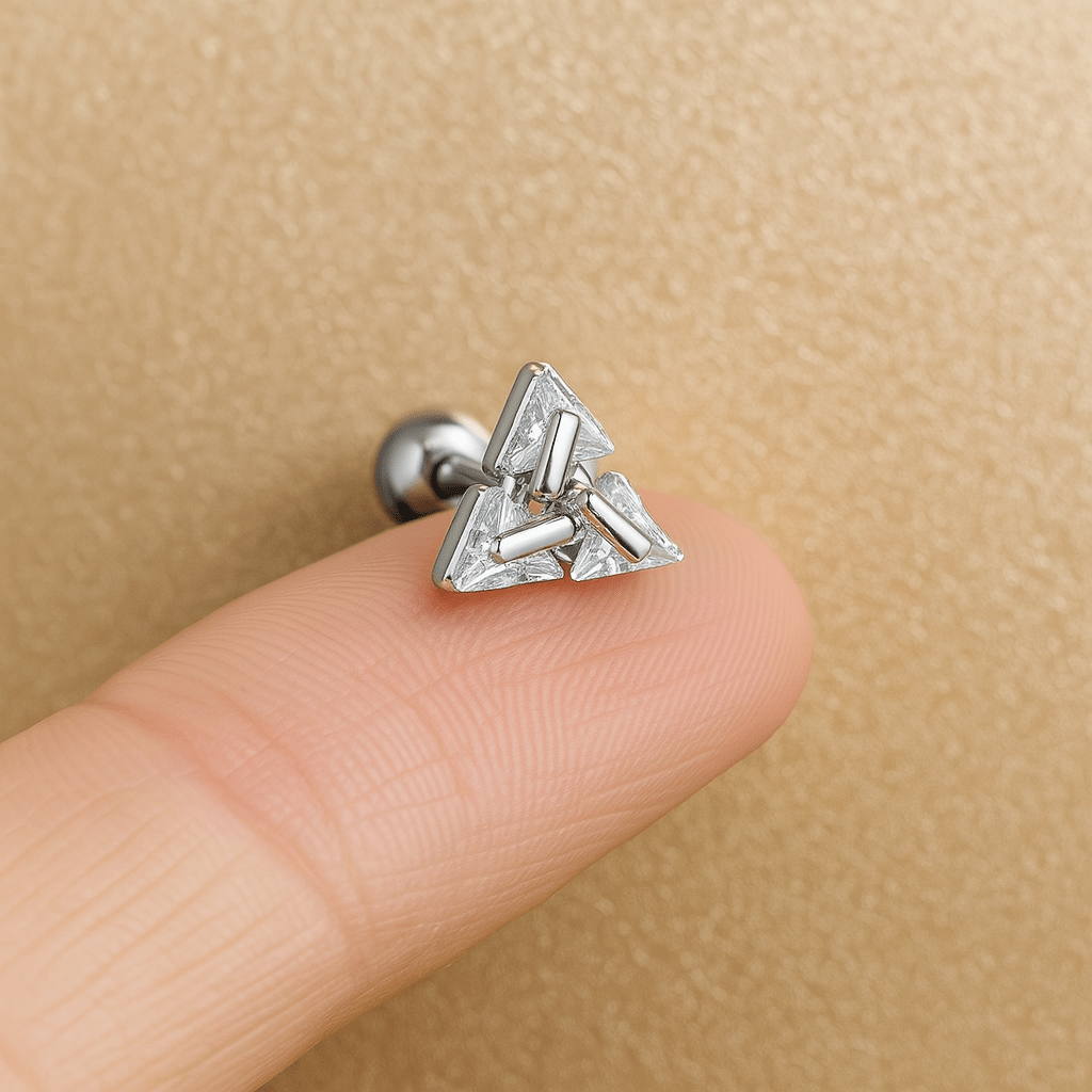 BowLift | AXIS – Silver Triangle Studs for a Modern, Chic Look