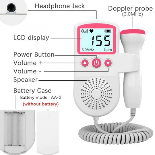 BowLift | Fetal Doppler Heart Rate Monitor Home Pregnancy Baby Fetal Heart Rate Sound Detector