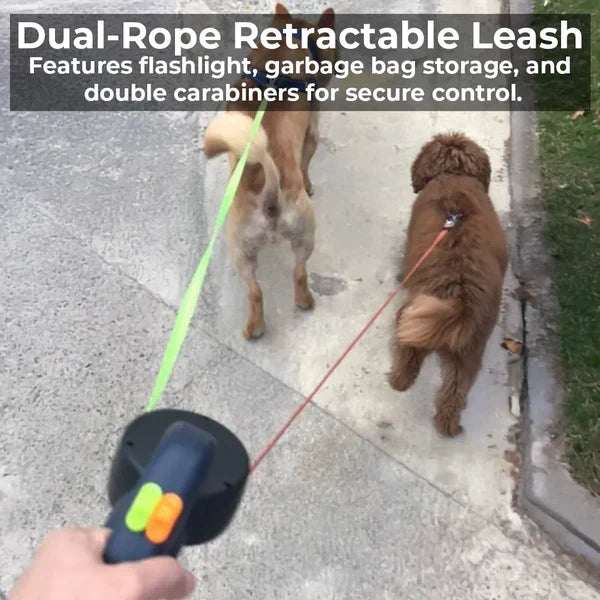 BowLift | Dual Retractable Dog Leash with Flashlight & Waste Bag Holder