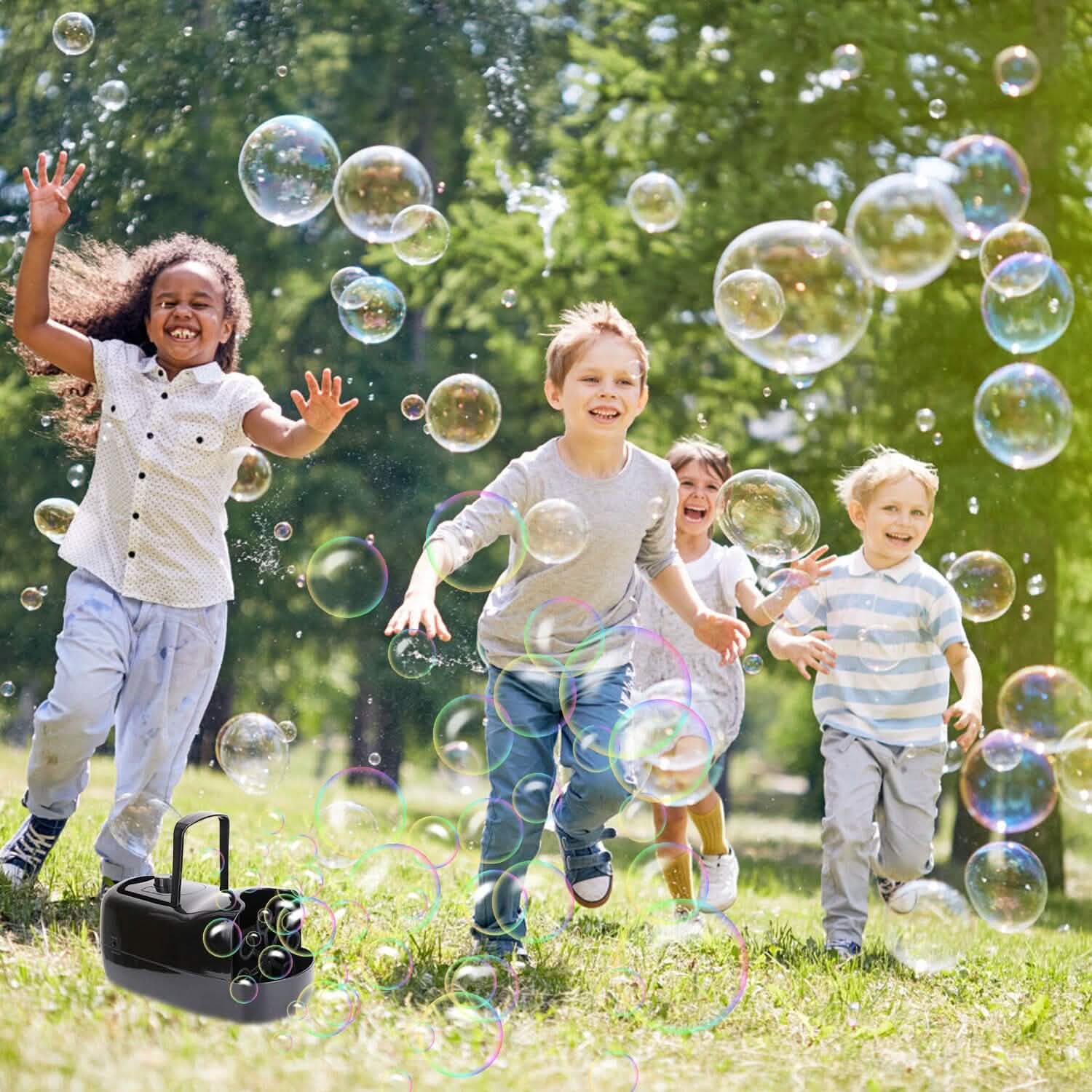 BowLift | Portable Bubble Machine with 2 Speeds Hand Grip 3000-4000 Bubbles per Minute Plug-powered Battery-powered