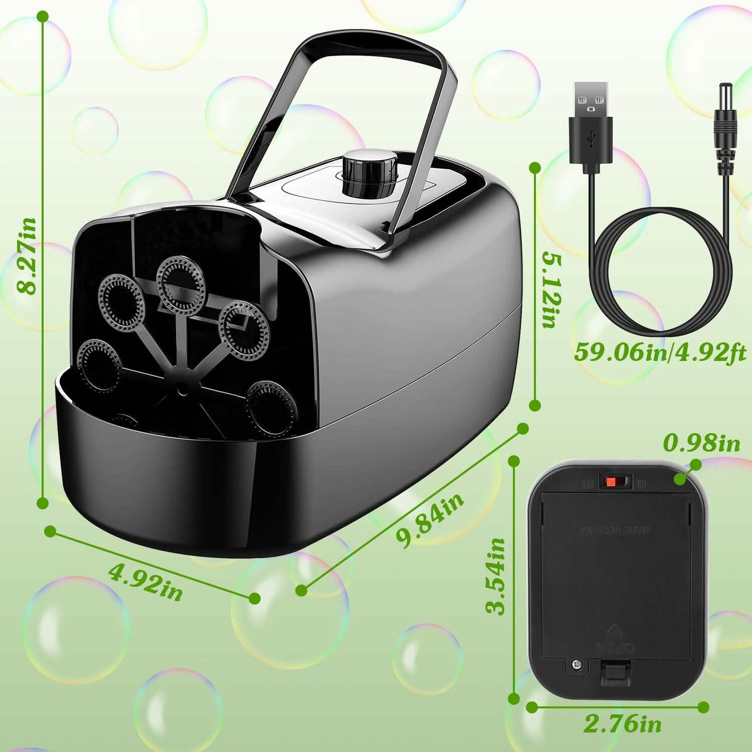 BowLift | Portable Bubble Machine with 2 Speeds Hand Grip 3000-4000 Bubbles per Minute Plug-powered Battery-powered