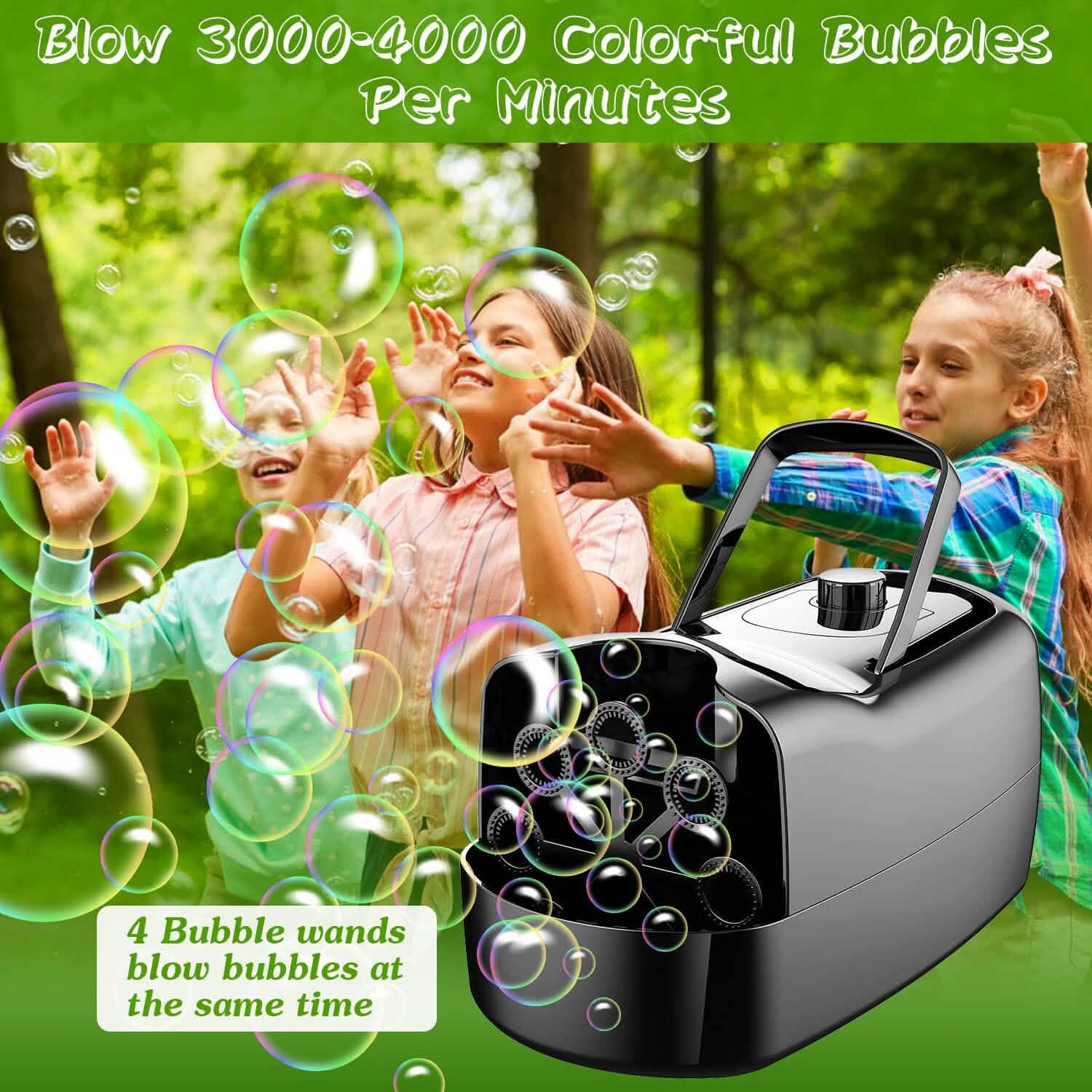 BowLift | Portable Bubble Machine with 2 Speeds Hand Grip 3000-4000 Bubbles per Minute Plug-powered Battery-powered