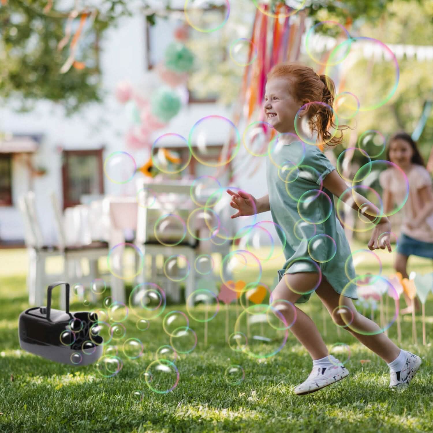 BowLift | Portable Bubble Machine with 2 Speeds Hand Grip 3000-4000 Bubbles per Minute Plug-powered Battery-powered