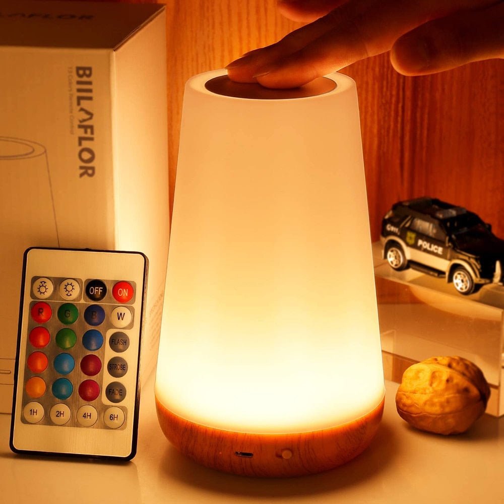 BowLift | LED Table Lamp with Wooden Base and Touch Control