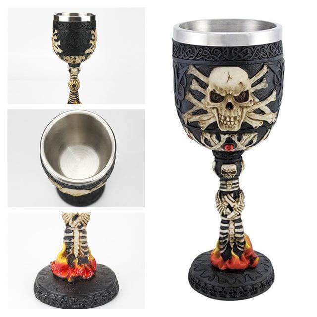 BowLift | Stainless Steel Skull Gothic Goblet Cocktail Glass