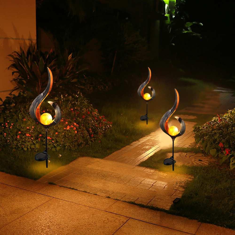 BowLift | IgnisLuxe LED Garden Light with Artificial Flame Look | Solar Powered | Atmospheric Outdoor Lighting | Decor for Garden & Terrace