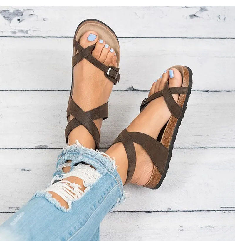BowLift | Flat leather sandals