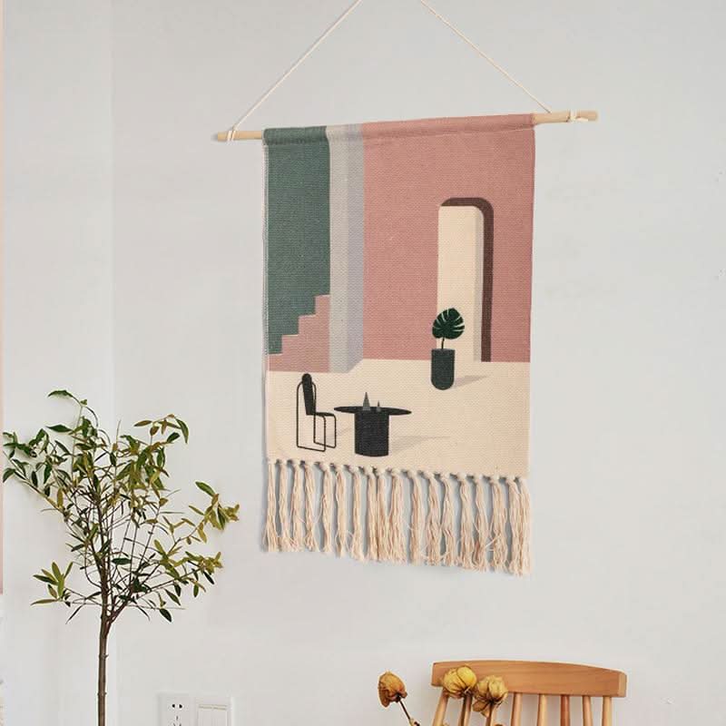 BowLift | Handwoven Cotton Wall Tapestry with Geometric Pattern