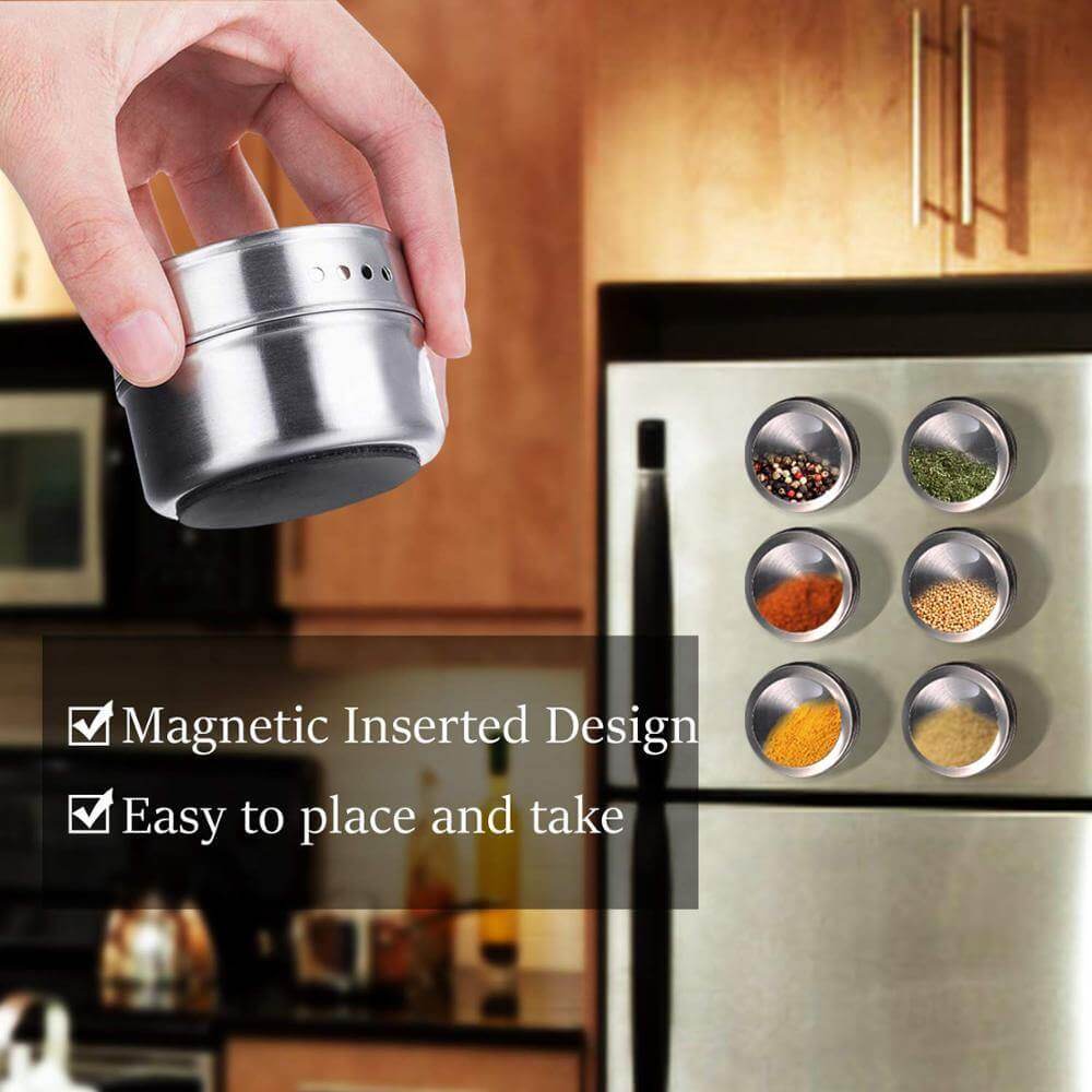 BowLift | Magnetic Stainless Steel Seasoning Spice Jar Set