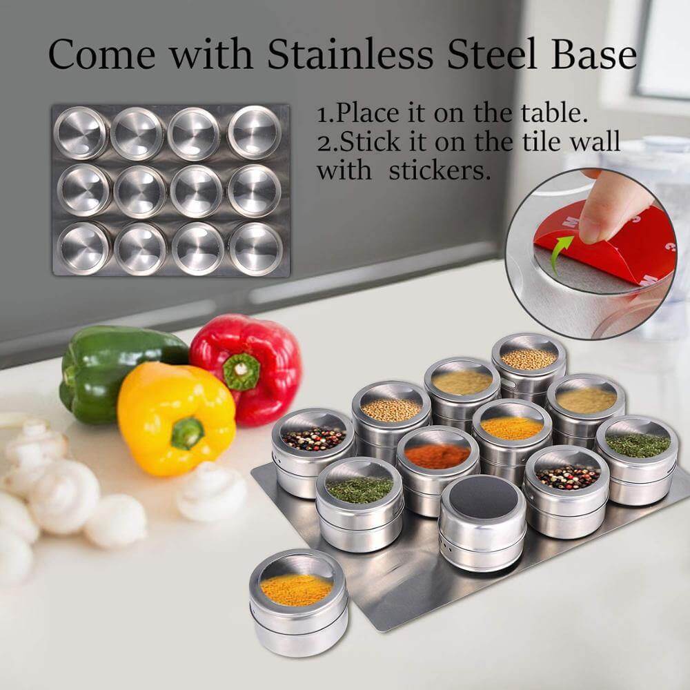 BowLift | Magnetic Stainless Steel Seasoning Spice Jar Set