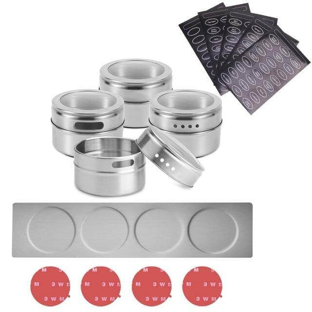BowLift | Magnetic Stainless Steel Seasoning Spice Jar Set