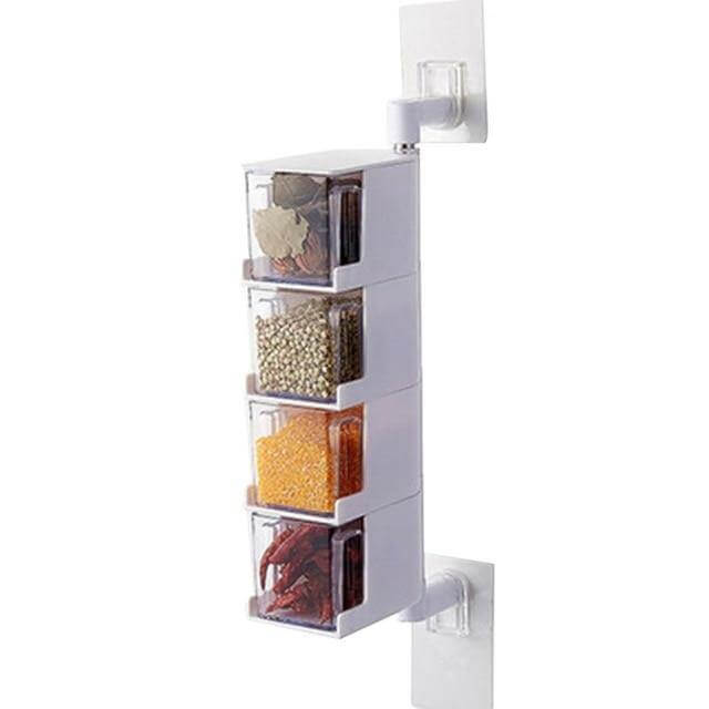 BowLift | Layered Wall Mounted Rotating Seasoning Storage Organizer Boxes
