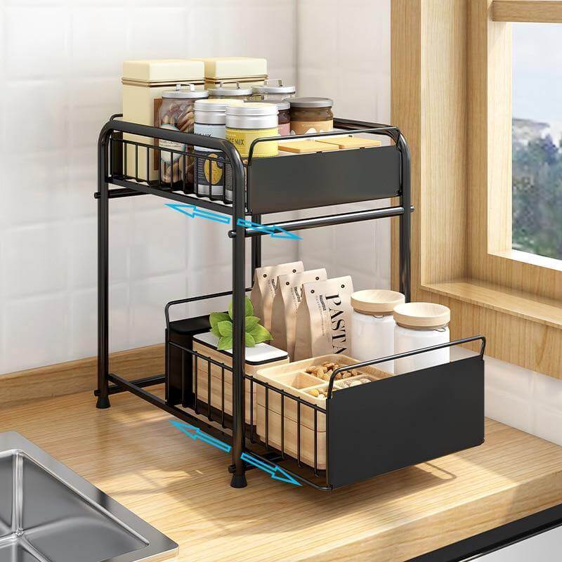 BowLift | 2-Tier Organizer with Sliding Kitchen Storage Drawers