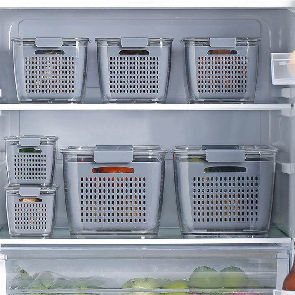 BowLift | Multifunctional Vegetable & Fruit Refrigerator Drainage Organizer Box with Lid