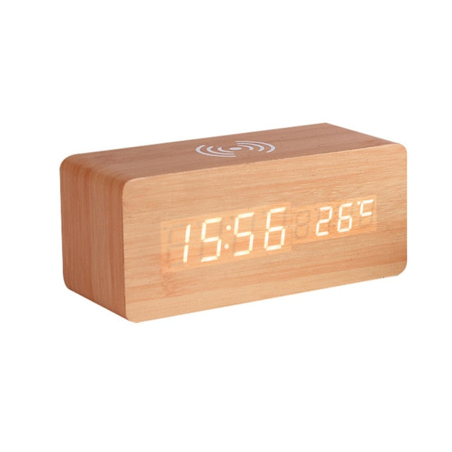 BowLift | Modern Wood Wireless Charging Clock