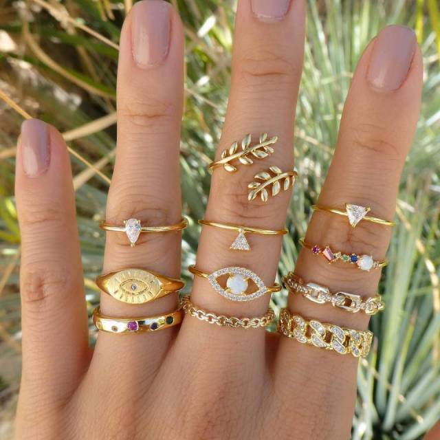 BowLift | Fashion Crystal Gold color Geometric Knuckle Rings set