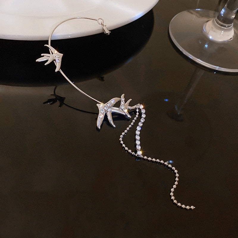 BowLift | Animal Birds Tassel Women Earrings Clip Ear Cuff