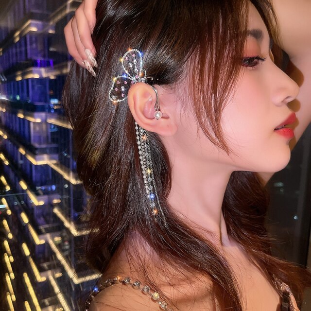 BowLift | Animal Birds Tassel Women Earrings Clip Ear Cuff