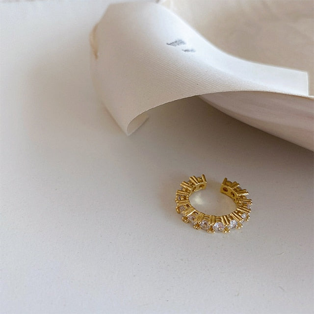 BowLift | Gold Silver Color Full CZ Crystal Ear Cuff Clip on Earrings