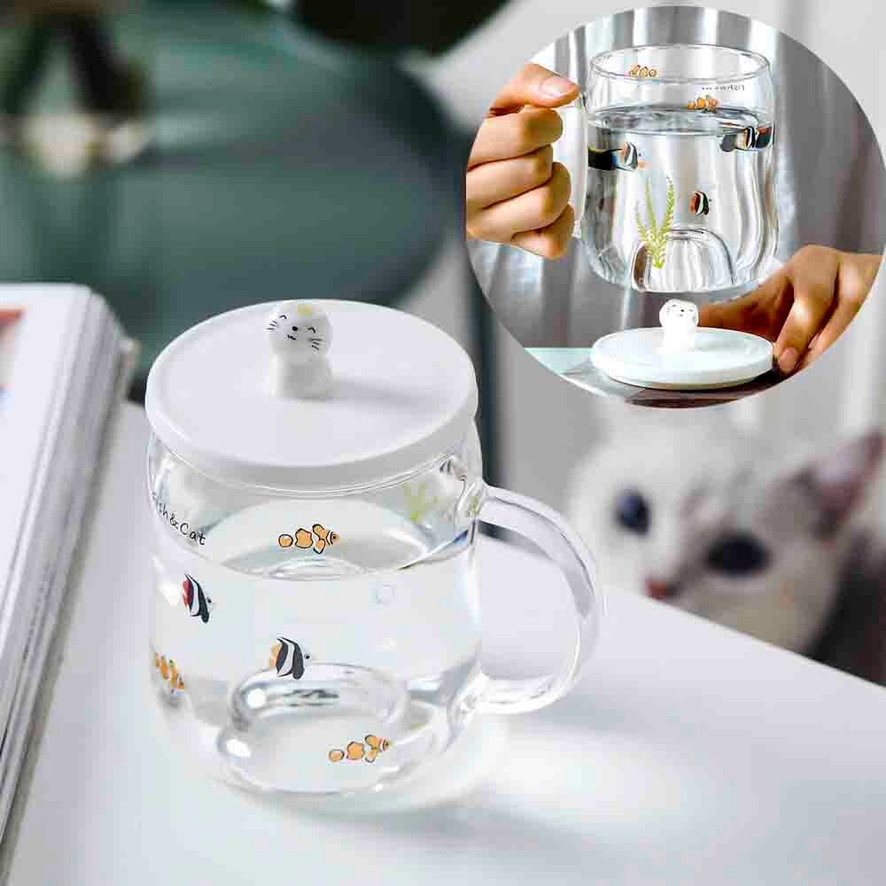 BowLift | Cartoon Cat Transparent Floating Mug