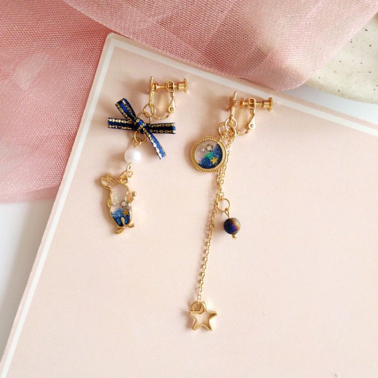 BowLift | Japanese Style Cute Blue Rabbit Clip on Earring