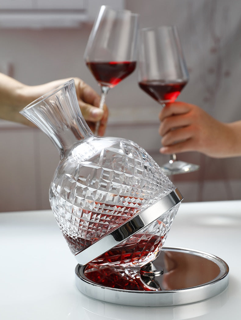 BowLift | Elegant Crystal Spinning Glass Wine Decanter