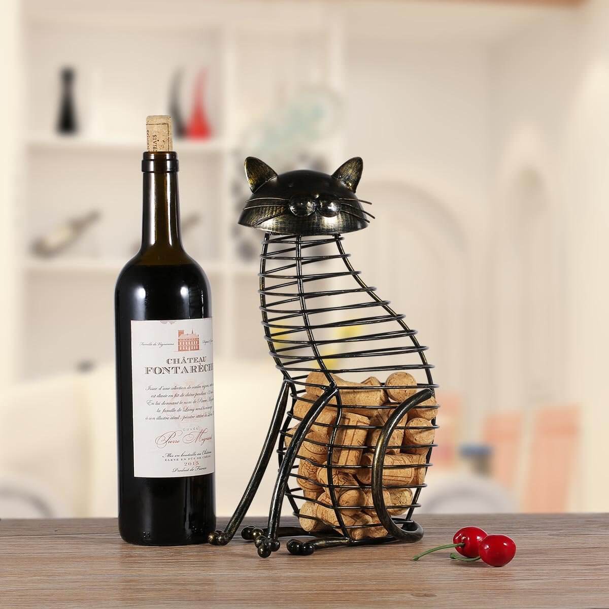 BowLift | Metal Cat Figurines Cork Container