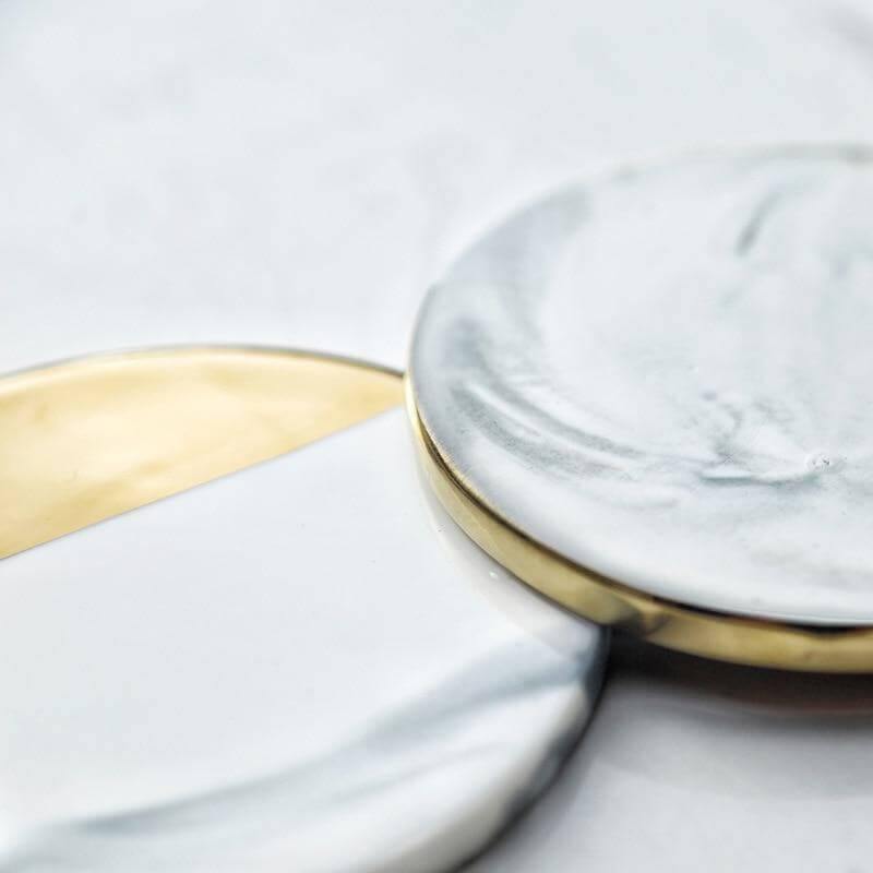 BowLift | Luxury European Style Marble Stripes Ceramic Coaster