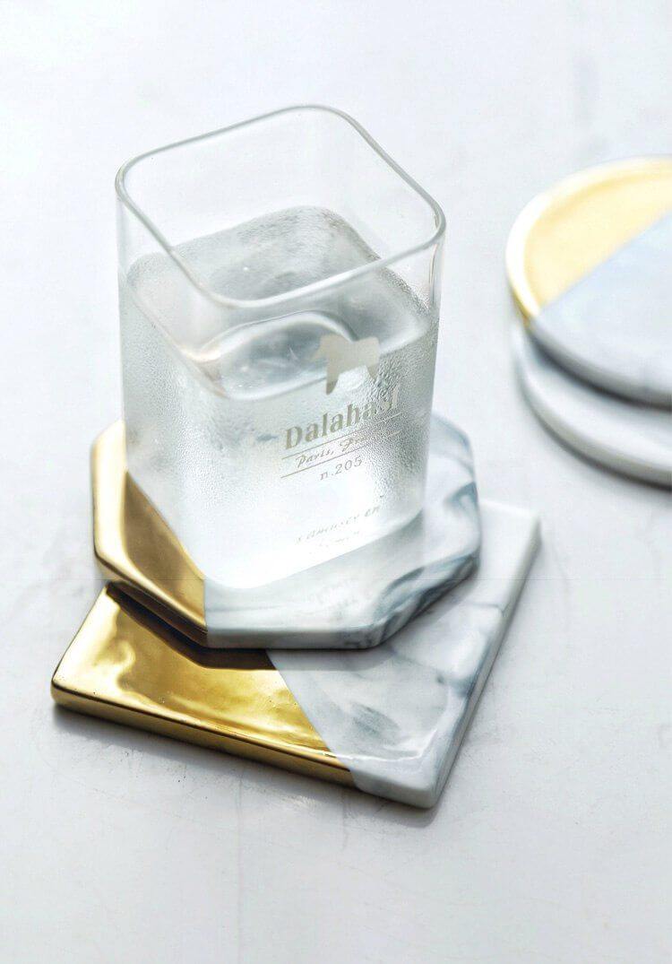 BowLift | Luxury European Style Marble Stripes Ceramic Coaster