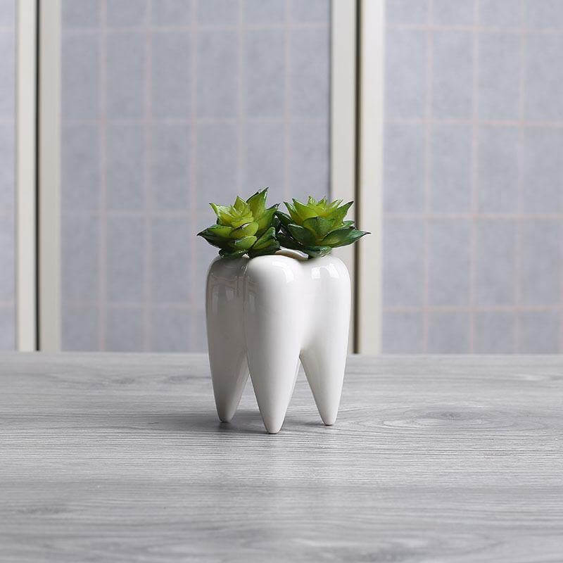 BowLift | Tooth Shape White Ceramic Modern Flower Pot