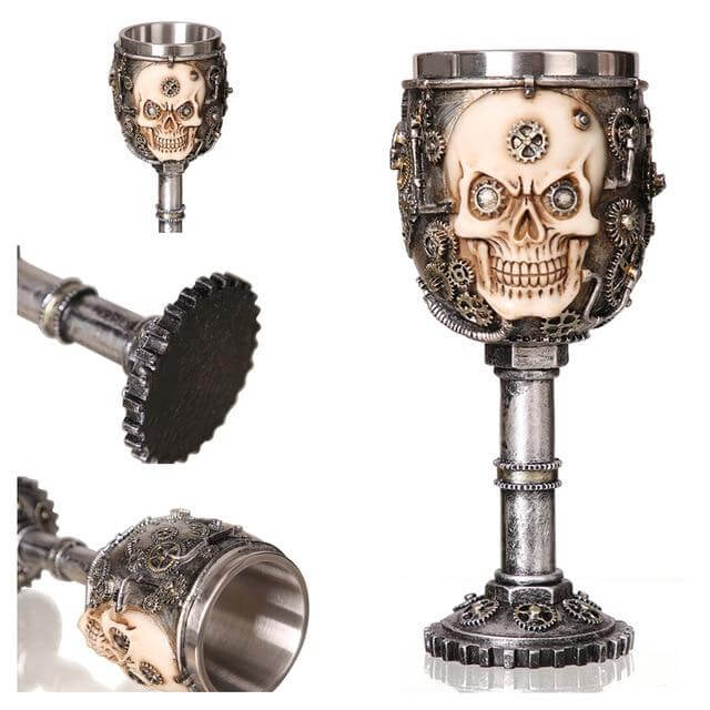 BowLift | Stainless Steel Skull Gothic Goblet Cocktail Glass