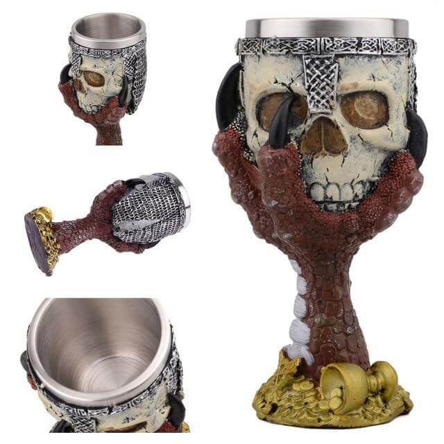 BowLift | Stainless Steel Skull Gothic Goblet Cocktail Glass