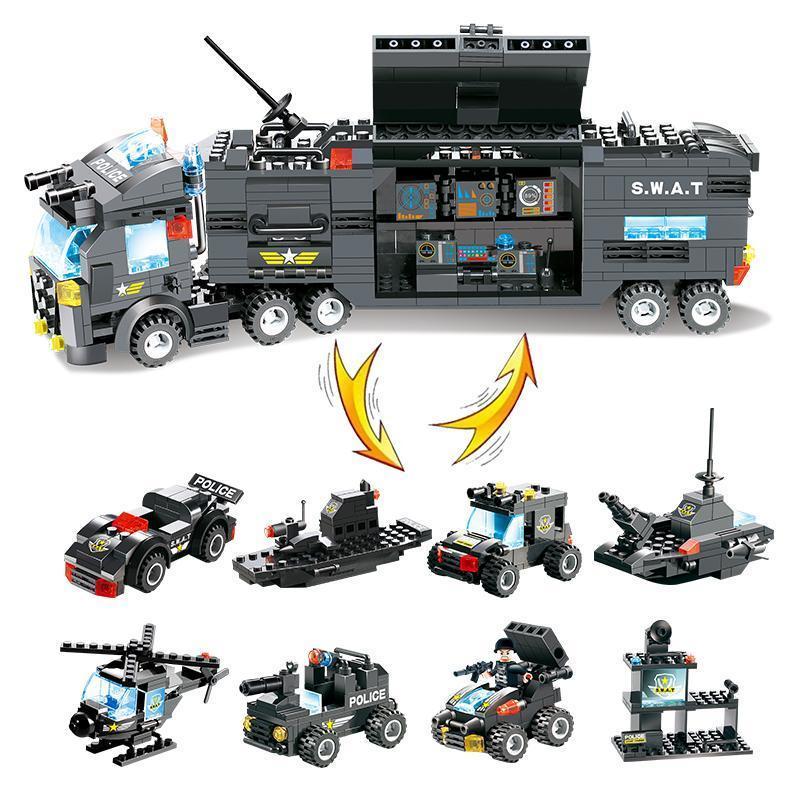BowLift | 8 IN 1 Robot Aircraft Car City Police SWAT Building Block