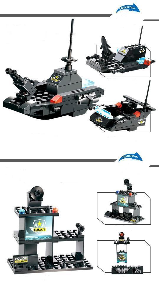 BowLift | 8 IN 1 Robot Aircraft Car City Police SWAT Building Block