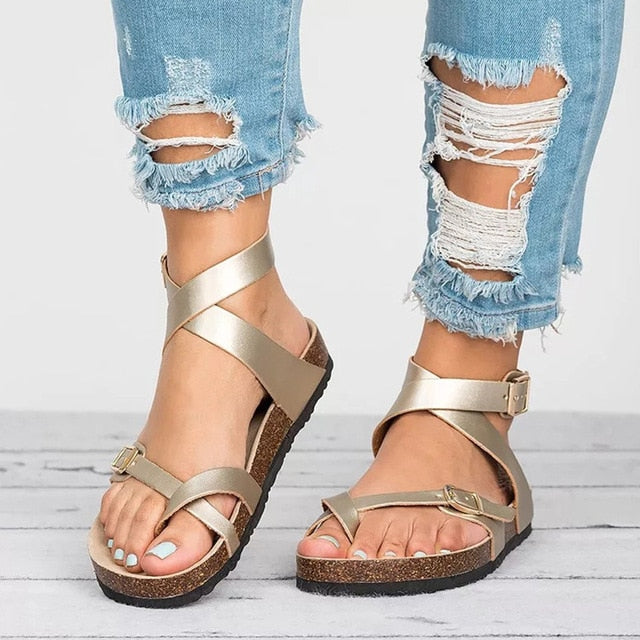 BowLift | Flat leather sandals