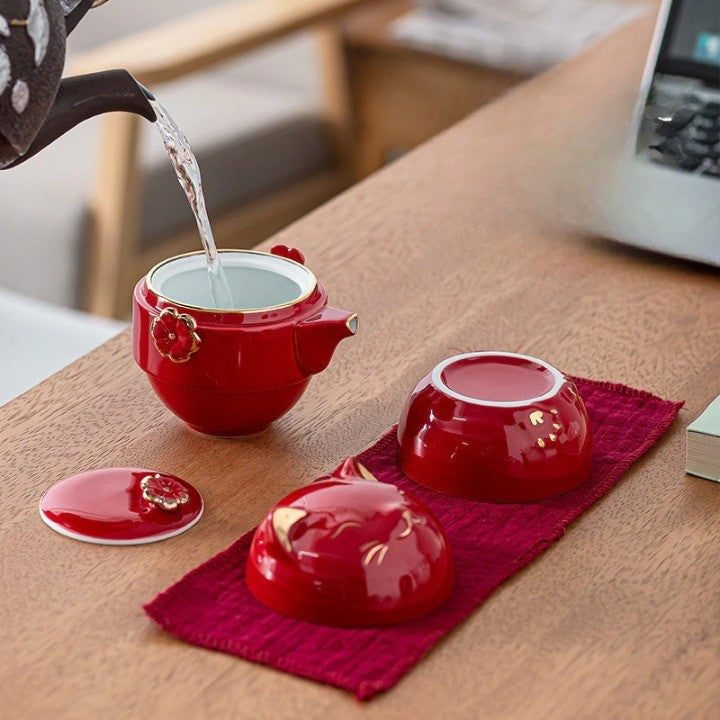 BowLift | Luck Cat Ceramic Quick Cup Tea Set