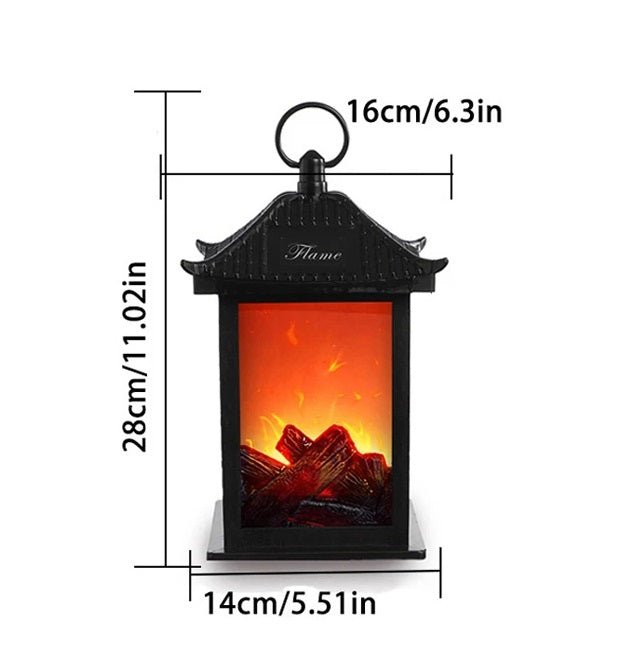 BowLift | Retro Fireplace Lantern – Flickering Flame Night Light for Christmas Charm, USB/Battery-Powered Holiday Décor