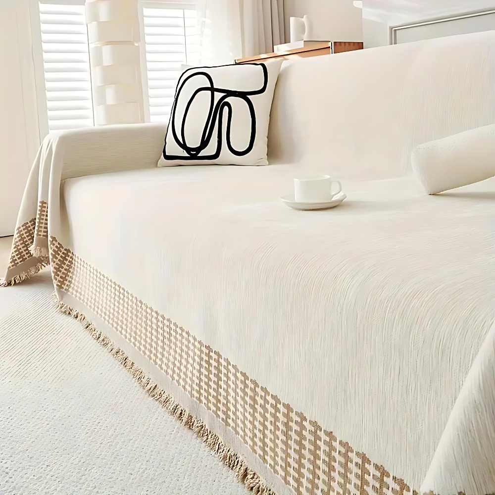 BowLift | Rustic Cotton Tassel Sofa Cover