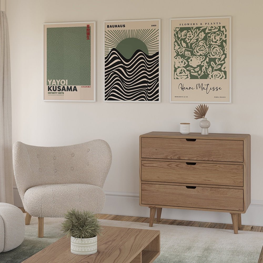 BowLift | Sage Green Matisse Yayoi Kusama Exhibition Poster