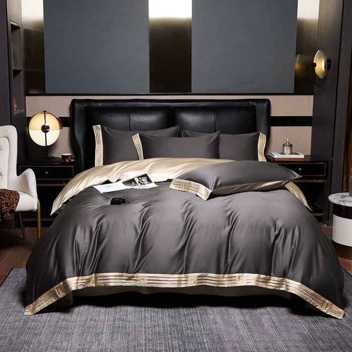 BowLift | Satin Cotton Embroidered Bedding Set - Luxora