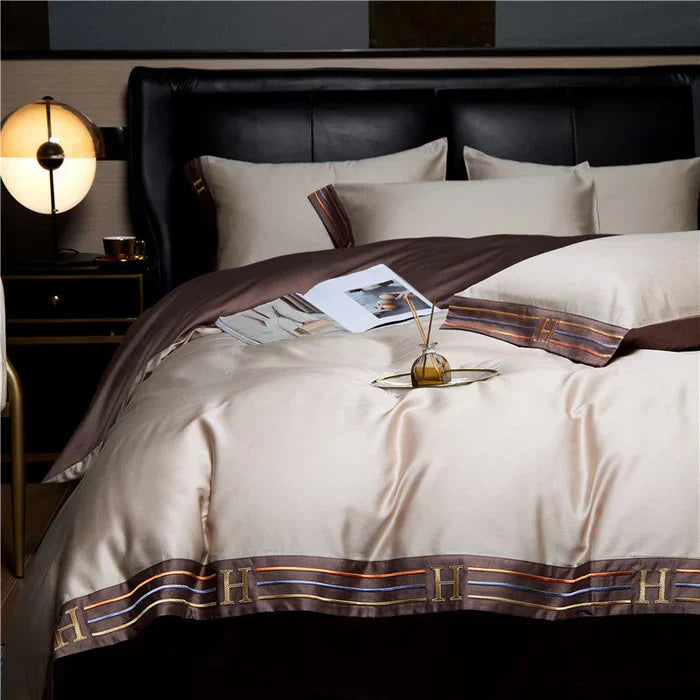BowLift | Satin Cotton Embroidered Bedding Set - Luxora
