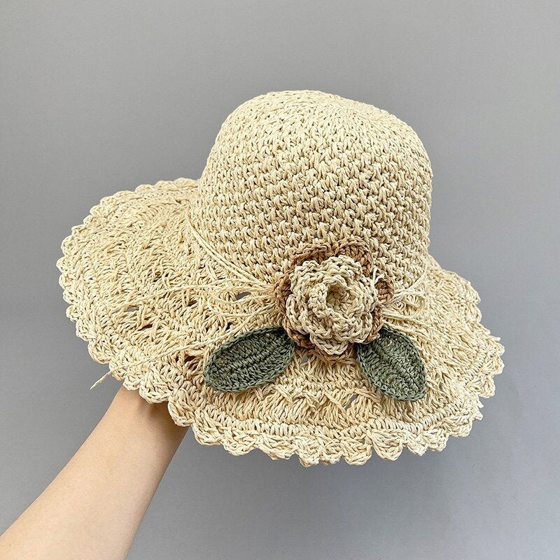 BowLift | Elegant Crochet Straw Hat with Ruffle Detail